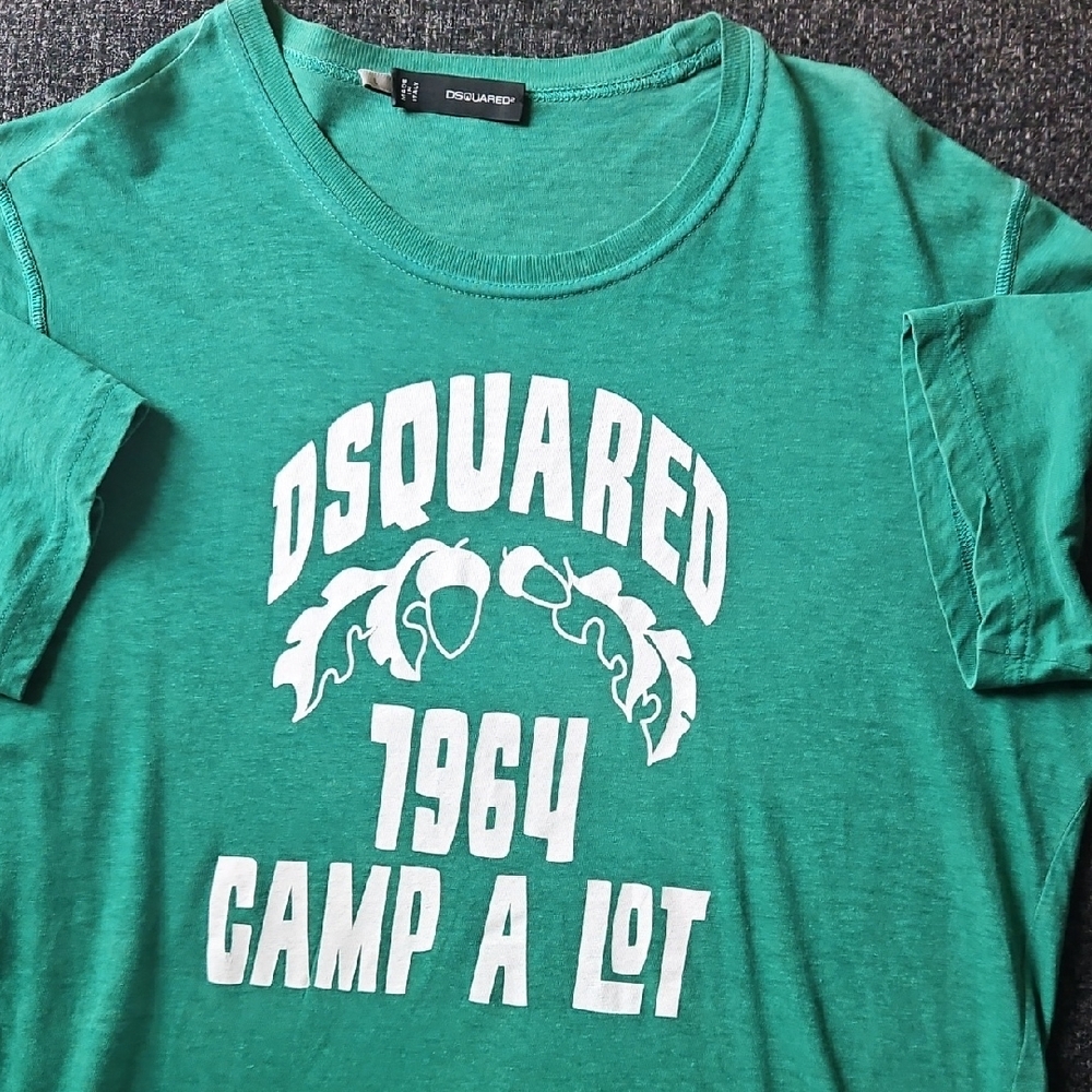 DSQUARED2 Green Graphic Tee with White Print